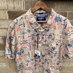 Chubbies Mens XL Camp Shirt Wild Party Print Havana Poplin Crayon 90s Style NWT